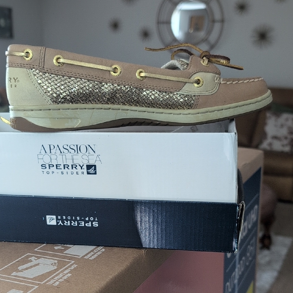 Sperry Women's Beige and Glitter Loafers